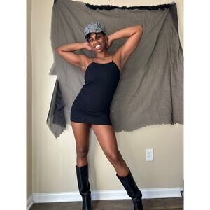 The Ragged Priest Black Chain Strap Ribbed Mini Dress Size Small